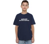 K-Pop Demon Hunters White Logo Kids T Shirt, Black, Blu Navy, 5-6 Jahre Unisex-Bambini e Ragazzi