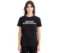 K-Pop Demon Hunters White Logo Ladies T Shirt, Black, Nero, XXL Donna
