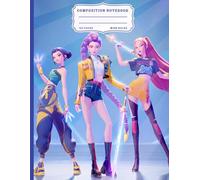K-Pop Style Anime Girls Composition Notebook: 120 Pages Blue Aesthetic Wide Ruled Journal, 8.5 x 11 in, Cyberpunk Inspired Writing Book for Teens