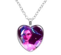 K-Pops Demons Hunters Collana Hun-Trix RU Mi sa Ja Boys di Rpy Ti Ger Cartoni Animati Collana K-Pop D-Demon H-Hunters Merch Heart Pendenti collane Accessori per i fan, le donne, le ragazze, Gemma