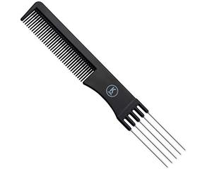 K-Pro Pettine a Doppio Lato a Denti Stretti con Forchetta 19,4 cm volume | Cotonatura precisa sezioni pulite manico ergonomico parrucche toupet extension salone casa viaggio acconciature creative
