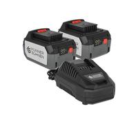 K&S Könner&Söhnen Kit di avviamento KS 20V4-1-DUAL: 2 batterie da 20 V 4 Ah e caricatore 4,5 A per strumenti di batteria, caricabatterie, tensione di uscita nominale 21,5 V, corrente di uscita