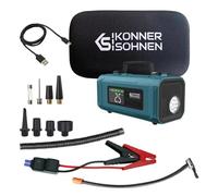K&S Könner&Söhnen KS JSP-2000 - Compressore auto con dispositivo di avviamento 4 in 1/14800 mAh, pompa ad aria elettronica portatile 140 psi, pompa pneumatici per auto, 22 l/min, display digitale