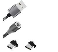 K-S-Trade Cavo di Ricarica Magnetico di Alta qualità Cavo di Sincronizzazione Cavo Dati Compatibile con Motorola Moto E7 Power con Connettore USB Tipo C E Connettore Micro USB 2A Fino A 480mbps