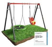 K-Sport: Altalena doppia (metallo) con nido e altalena per bambini I telaio dell'altalena fino a 150 kg caricabile I stabile e sicuro I Telaio per altalena da giardino I Made in EU