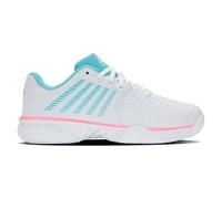 K-Swiss Donna Express Light 3 Padel Tennis Shoe, White/Soft Neon Blue/Neon Bubble Gum, 37,5 EU