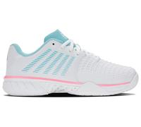 K-Swiss Express Light 3 Padel, Scarpe da Tennis Donna, White Soft Neon Blue Neon Bubble Gum, 41.5 EU