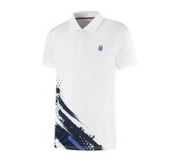K-Swiss Hypercourt Print Polo Stripe Tennis/Padel - Bianco/Blu Navy/Blu Brillante | Prestazioni Maschili