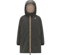 K-Way - Giacca lunga isolata, impermeabile e antivento - P.Le Vrai 4.0 Eiffel Orsetto Green Blackish in Pelle - Taglia 12a - Verde