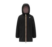 K-way piumino lungo reversibile con cappuccio p.denise nero rosa 10a