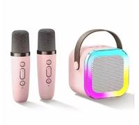 K12 K12 Portatile Sistema di Altoparlanti Bluetooth 5.3 PA, 2 Microfoni Senza Fili, Casa, Famiglia, Canto, Regali per Bambini, Rosa