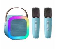 K12 K12 Portatile Sistema di Altoparlanti Bluetooth 5.3 PA, 2 Microfoni Senza Fili, Casa, Famiglia, Canto, Regali per Bambini, Blu, Regalo di Natale