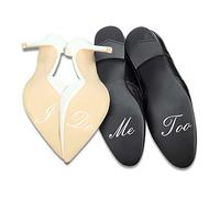 K122 (I do, me too) Set di adesivi per scarpe da sposa, adesivi per le scarpe della cerimonia nuziale, pellicola autoadesiva con aforismi (in lingua inglese e tedesca), bianco lucido