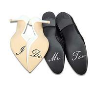 K122 (I do, me too) Set di adesivi per scarpe da sposa, adesivi per le scarpe della cerimonia nuziale, pellicola autoadesiva con aforismi (in lingua inglese e tedesca), nero e bianco