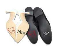 K125 K126 (Mrs Mr) Set di adesivi per scarpe da sposa, adesivi per le scarpe della cerimonia nuziale, pellicola autoadesiva con aforismi (in lingua inglese e tedesca), nero e bianco