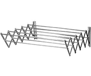 K2 KHG12120 Stendibiancheria Estensibile per Fissaggio a Parete, Acciaio plastificato, 5 Bracci, 100 cm