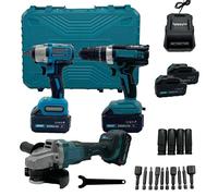 K2 STORE - Kit Completo Fai Da Te 3 in 1 con Trapano Avviatore a Batteria, Smerigliatrice Flex Angolare, Trapano a Impulsi Svita Bulloni, 2 Batterie 68V, Caricabatterie, Accessori e Valigetta