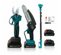 K2 STORE Kit Potatura a Batteria 3 in 1 - Forbice Elettrica + Mini Motosega 6" + Asta Telescopica 3m, Cesoie Professionali per Potatura Rami, Alberi, Siepi e Vigneto