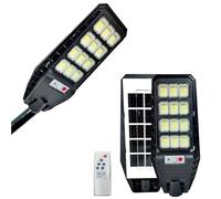 K2 STORE - Lampione Solare 200W Con Palo e Telecomando, Faro Faretto Esterno Staffa Luce Bianco Freddo 6500K Con Sensore Di Movimento e Crepuscolare, 144 Led, Area esterno Giardino Strade Balconi