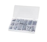 K2F 200 Pezzi - Molle metalliche in cassetta assortimento misto. compressione da mm. 5,5x17,5 a 9,5x19. estensione da mm. 4x79,5 a 8,5x47.