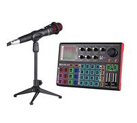 K300 Kit di schede audio dal vivo Mixer audio esterno con microfono Stand microfono auricolare Batteria ricaricabile integrata Effetti multipli per streaming Registrazione musicale Gaming Karaoke