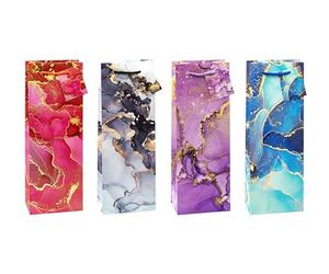 K3T 83286 - Sacchetti regalo MARMOR per bottiglie di vino e spumante, confezione da 12 pezzi, dimensioni: bottiglia (altezza x larghezza x profondità) 36 x 12 x 8 cm