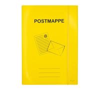 K3T Cartellina DIN A4 in cartone resistente, colore giallo, con ampio elastico e 3 alette interne