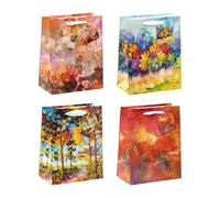 K3T Confezione da 4 sacchetti regalo ART ON CANVAS, misura media (altezza x larghezza x profondità) 23 x 18 x 10 cm, art. n. 87119