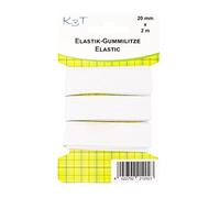 K3T Elastik 81202-K3T - Elastico in gomma, 20 mm x 2 m, colore: Bianco