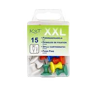 K3T N° 48354 - Spilli per bacheca, XXL, colorati, confezione da 15 pezzi