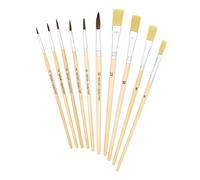 K3T Set di pennelli da 10 pezzi (setole di dimensioni 6, 8, 10 e 12 - Pennello per capelli misura 1, 2, 3, 4, 6 e 10), fusto naturale, art. 49410