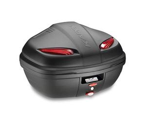 K47N - Kappa Bauletto Monolock Nero goffrato con catadiottri rossi 47 lt.