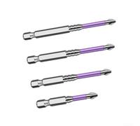 K5 Set di punte per cacciavite a croce PH2 antiscivolo, testa magnetica in lega di acciaio per trapano elettrico, coppia elevata durezza 62HRC, argento viola, 6 pezzi (50-65-70-90-150 mm) (50-65-70-90