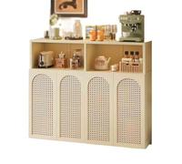 K5d1P9m7 Credenza Soggiorno Retro-style Kitchen Sideboard Living Room Storage Floor-standing Wall-mounted Four Doors with Compartments Sideboard(Bianco)