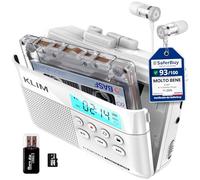 K7 Cassette Player Convertitore MP3, Lettore Audio Portatile, Auricolari | Microfono e Altoparlante Incorporati, Batteria Ricaricabile, Scheda Sd da 16 GB, Portalo Ovunque - Bianco