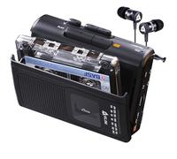 K8 Cassette Player Lettore Audio, Registratore, Radio AM FM | Microfono e Altoparlante Integrati, Jack per Cuffie, Riproduzione e Registrazione, Portalo Ovunque - Nero