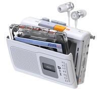 K8 Cassette Player Lettore Audio, Registratore, Radio AM FM | Microfono e Altoparlante Integrati, Jack per Cuffie, Riproduzione e Registrazione, Portalo Ovunque - Bianco