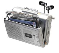 K8 Cassette Player Lettore Audio, Registratore, Radio AM FM | Microfono e Altoparlante Integrati, Jack per Cuffie, Riproduzione e Registrazione, Portalo Ovunque - Argento