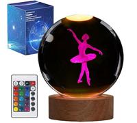 K9 - Lampada a sfera di cristallo da 80 mm, con telecomando a 16 colori, per compleanno, Natale, statuette da fata, idea regalo per ballerina, decorazione per la stanza delle ragazze