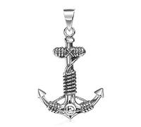 KA-285 - Ciondolo a forma di ancora in argento 925 ossidato anticato | Ciondolo marittimo per collane, 23 x 38 mm, in argento Sterling 925 massiccio. MATERIA by Matthias Wagner