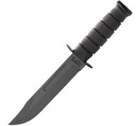KA-BAR Coltello Utility a Lama Fissa Nero con Fodero in Pelle, filo liscio 1211