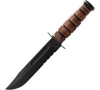 KA-BAR USMC Coltello a Lama Fissa Fodero in Pelle, bordo seghettato 1218