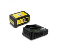 Kärcher Starter kit 18/50 18 V, batteria agli ioni di litio da 18 V/5 Ah con caricabatterie, tempo di ricarica: 100% in meno di 2.5 ore, per tutti i dispositivi della piattaforma 18 V Battery Power