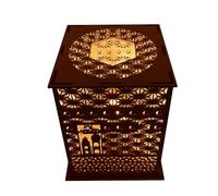 Kaaba Artigianato in legno - Ornamento decorativo per preghiera ramadaan a led, Lanterna in legno illuminata fai da te Regalo per la casa | Lampada da tavolo rustica in stile rustico, lanterna