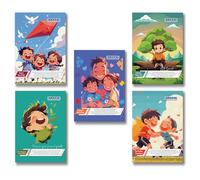 KAANUKA Quaderni matematici a righe quadrate, quaderno per pratica matematica, 172 pagine a righe, quaderni corona/king size, 24 cm x 18 cm, set di 5 quaderni