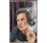 KAARIRI Elon Musk - Targa in metallo, stile vintage, retrò, decorazione da parete, stile shabby chic, 30,5 x 20,3 cm
