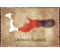KAARIRI Isole Cayman vintage retrò metallo latta targa poster decorazione da parete arte shabby chic regalo murale ferro 30,5 x 20,3 cm