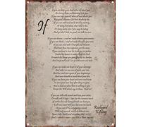 KAARIRI Targa in metallo con scritta "If Rudyard Kipling", stile vintage, retrò, decorazione da parete, stile shabby chic, 30,5 x 20,3 cm