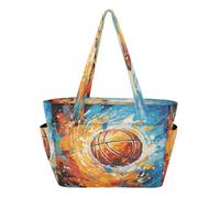 KAAVIYO Acqua Fuoco Disegno Basket Scuro Borsa da Spiaggia Viaggio Donna Shopping Donna A Tracolla per Ragazze