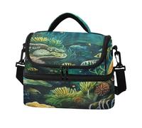 KAAVIYO Animali Dell'oceano Di Arte Dell'acquerello Borsa Termica A Tracolla Grande Capacità per Il Pranzo Lavoro Ragazzi Ragazze Picnic